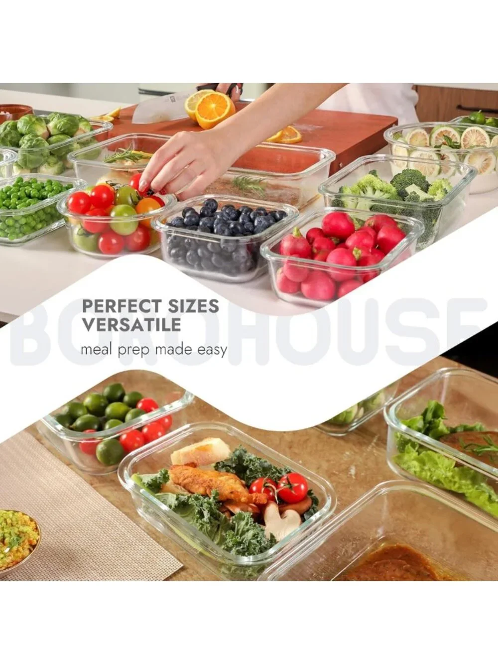 10-Pack Airtight Glass Storage Containers, Oven-Safe, BPA-Free, Leak-Proof